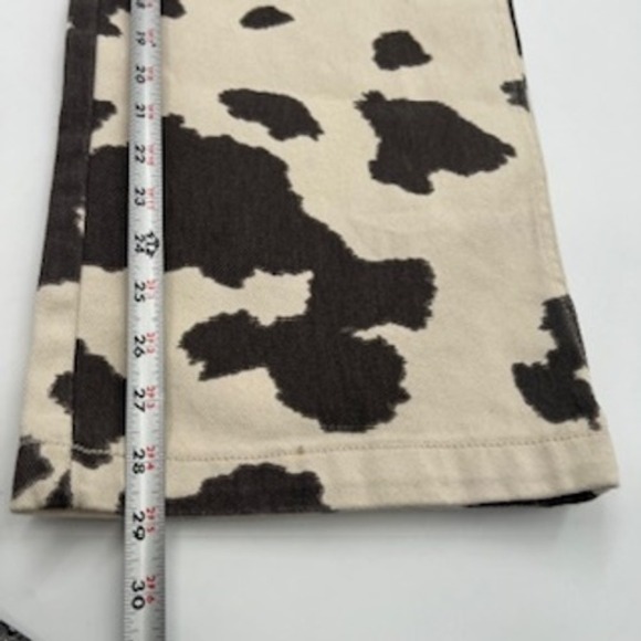 Wild Fable Womens Brown Cow Print High Rise Wide Leg Denim Pants XS New - Picture 9 of 13